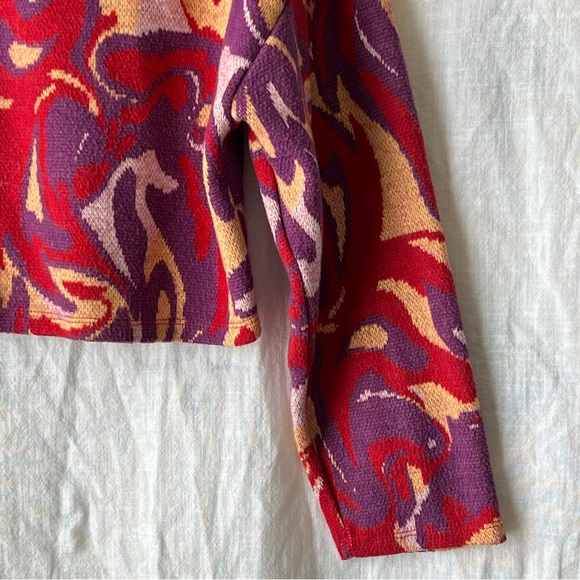 Zara Women's Jacquard knit sweater geo print Sz Medium Cropped - Picture 4 of 7